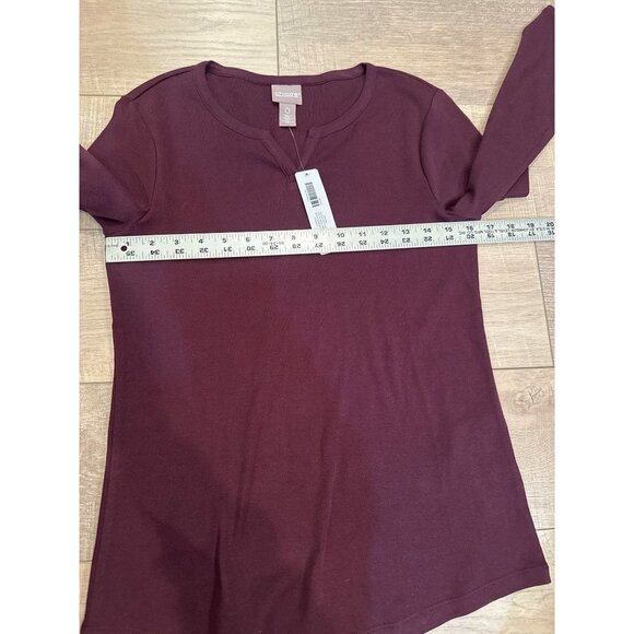 CHICOS WOMENS SIZE 0 US XS 4 3/4 SLEEVE T SHIRT NEW BURGUNDY RED NEW - Picture 4 of 6